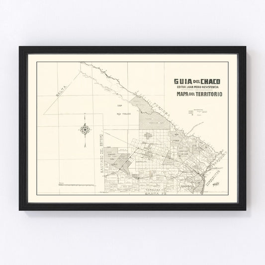 Vintage Chaco Province, Argentina Map 1920