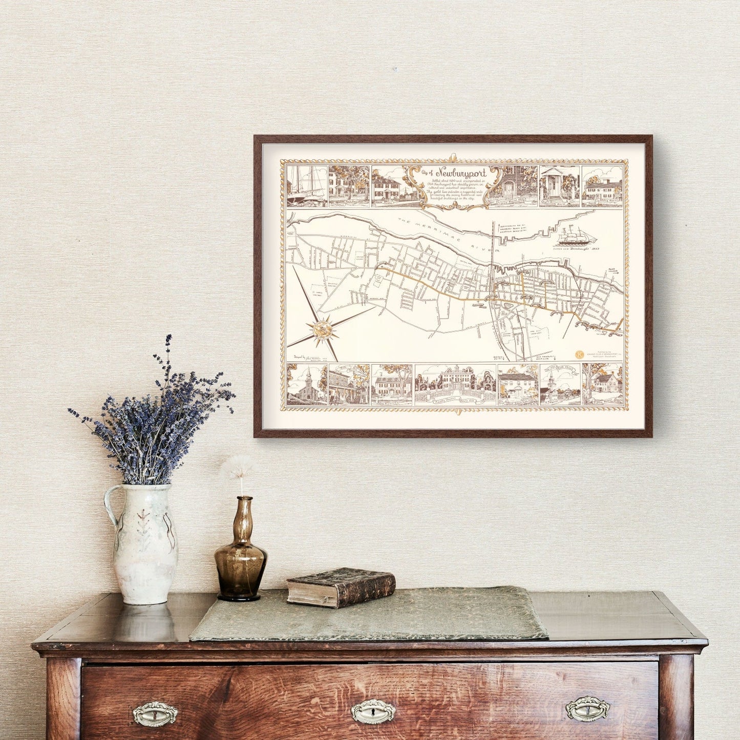 Vintage Map of Newburyport, Massachusetts 1955