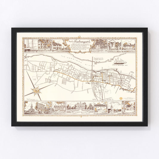 Vintage Map of Newburyport, Massachusetts 1955
