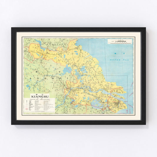 Vintage Jiangsu Province Map 1933