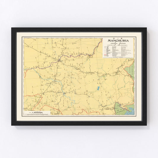 Vintage Central Manchuria Map 1933