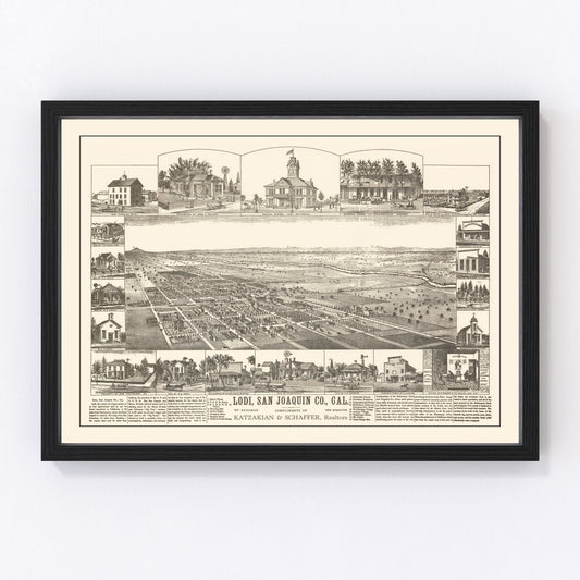 Vintage Map of Lodi, California 1870