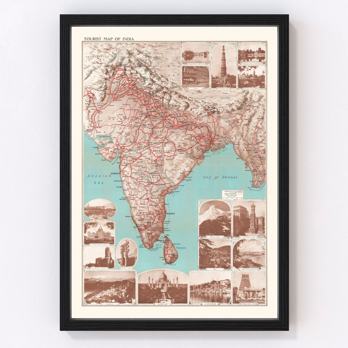 Vintage India Tourist Map 1930