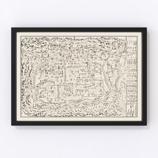 Vintage Map of Kyoto, Japan 1812
