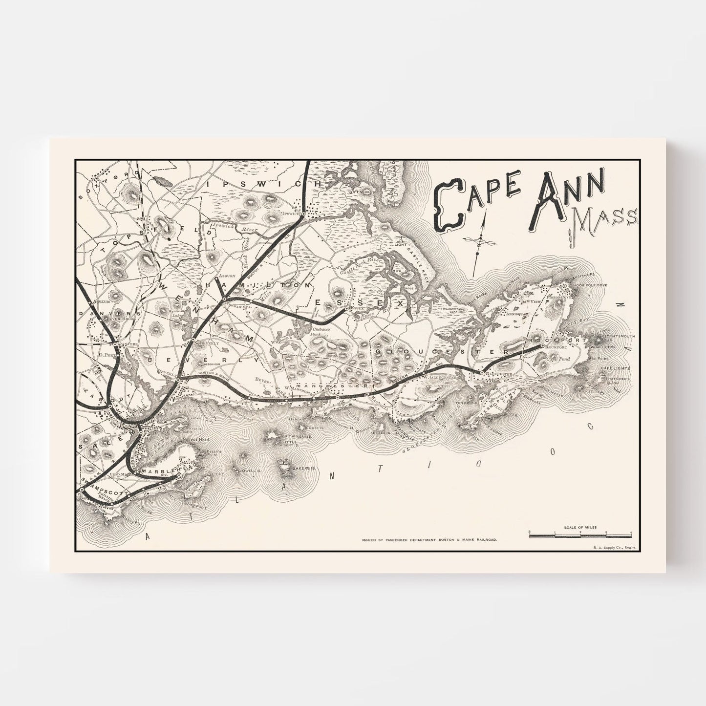 Vintage Cape Ann Map 1889