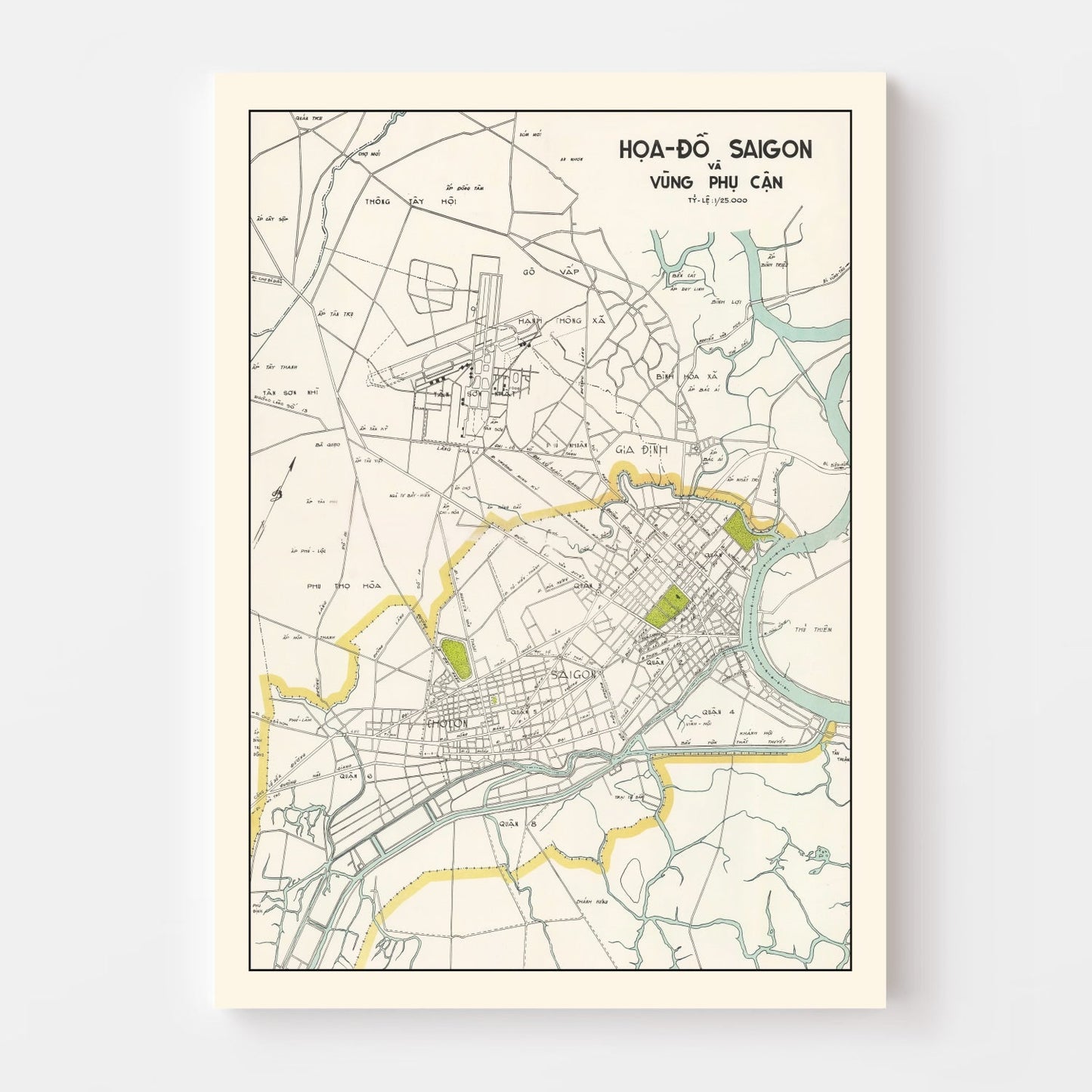 Vintage Map of Saigon, Vietnam 1968