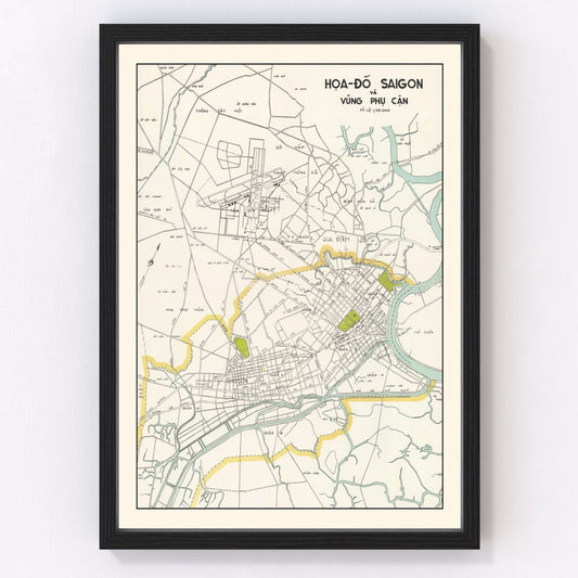 Vintage Map of Saigon, Vietnam 1968