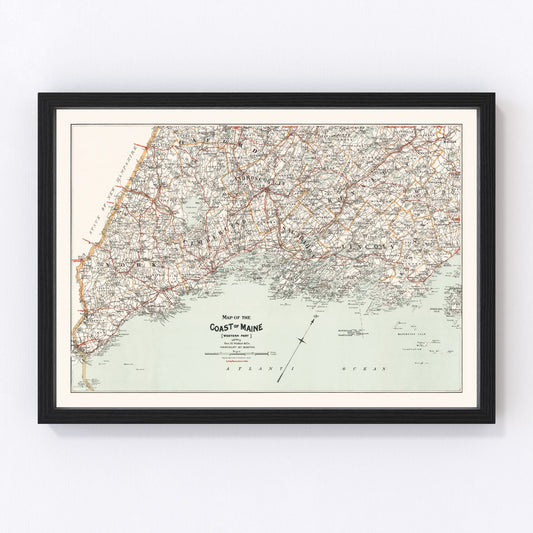Vintage Map of Coast of Maine 1893