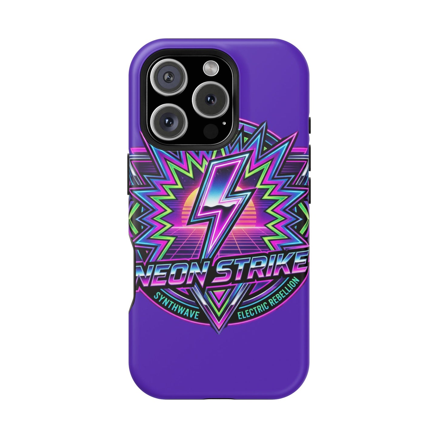 Neon Strike Phone Case — Retro 80s Lightning Magnetic Impact-Resistant Cover