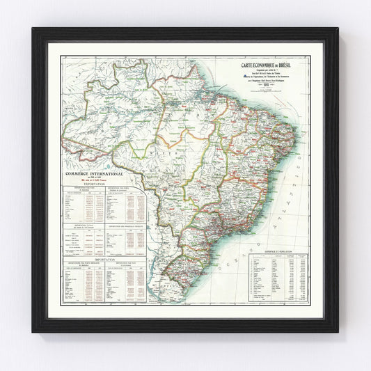 Vintage Map of Brazil 1911