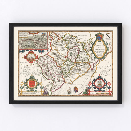 Vintage Monmouthshire Map 1676