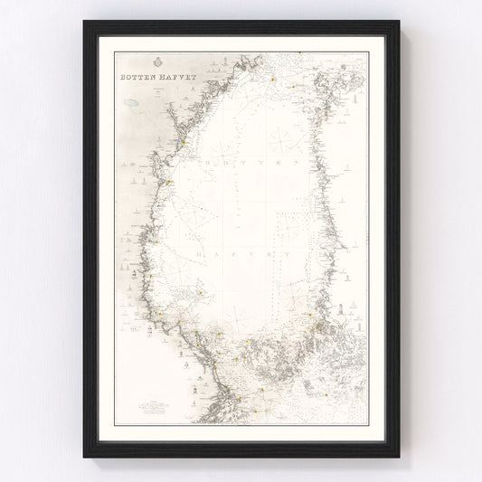 Vintage Bothnian Sea Map 1868