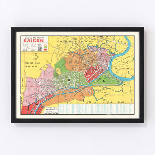 Vintage Map of Saigon, Vietnam 1966
