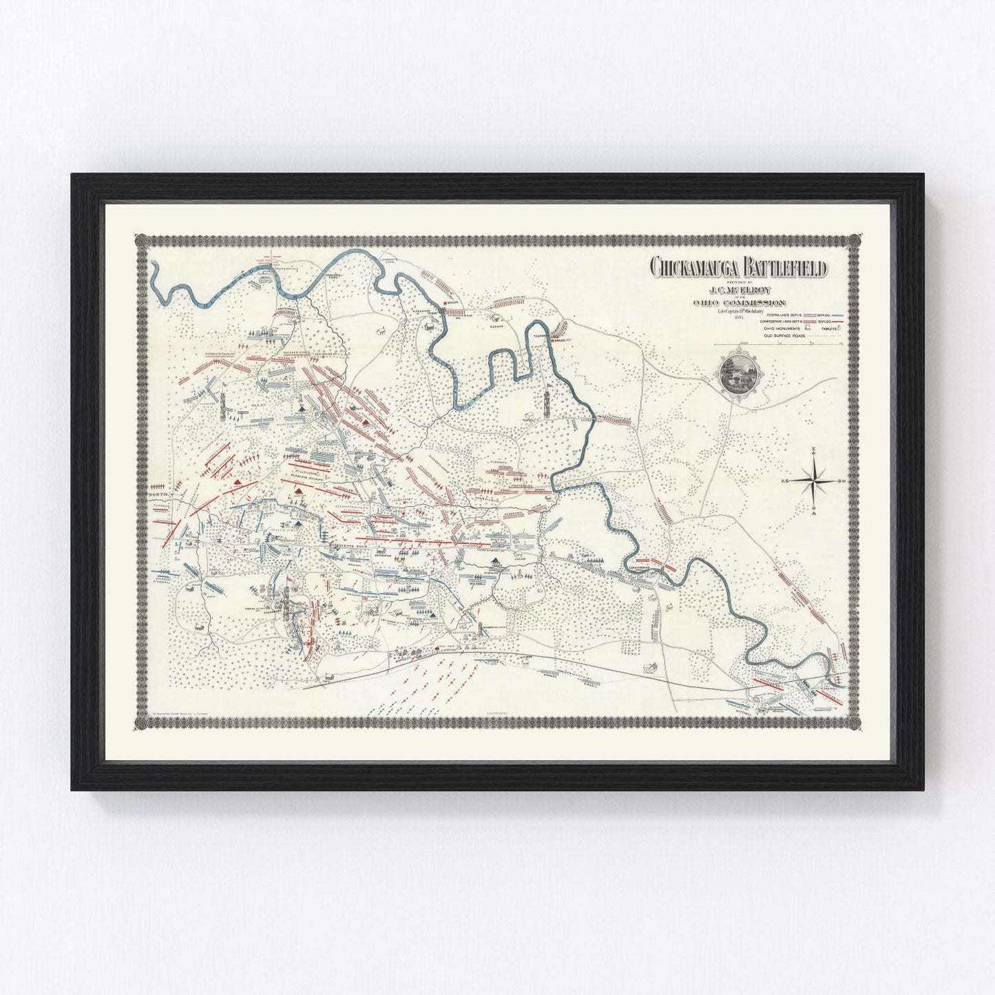 Vintage Chickamauga Battlefield Map 1895