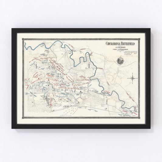 Vintage Chickamauga Battlefield Map 1895