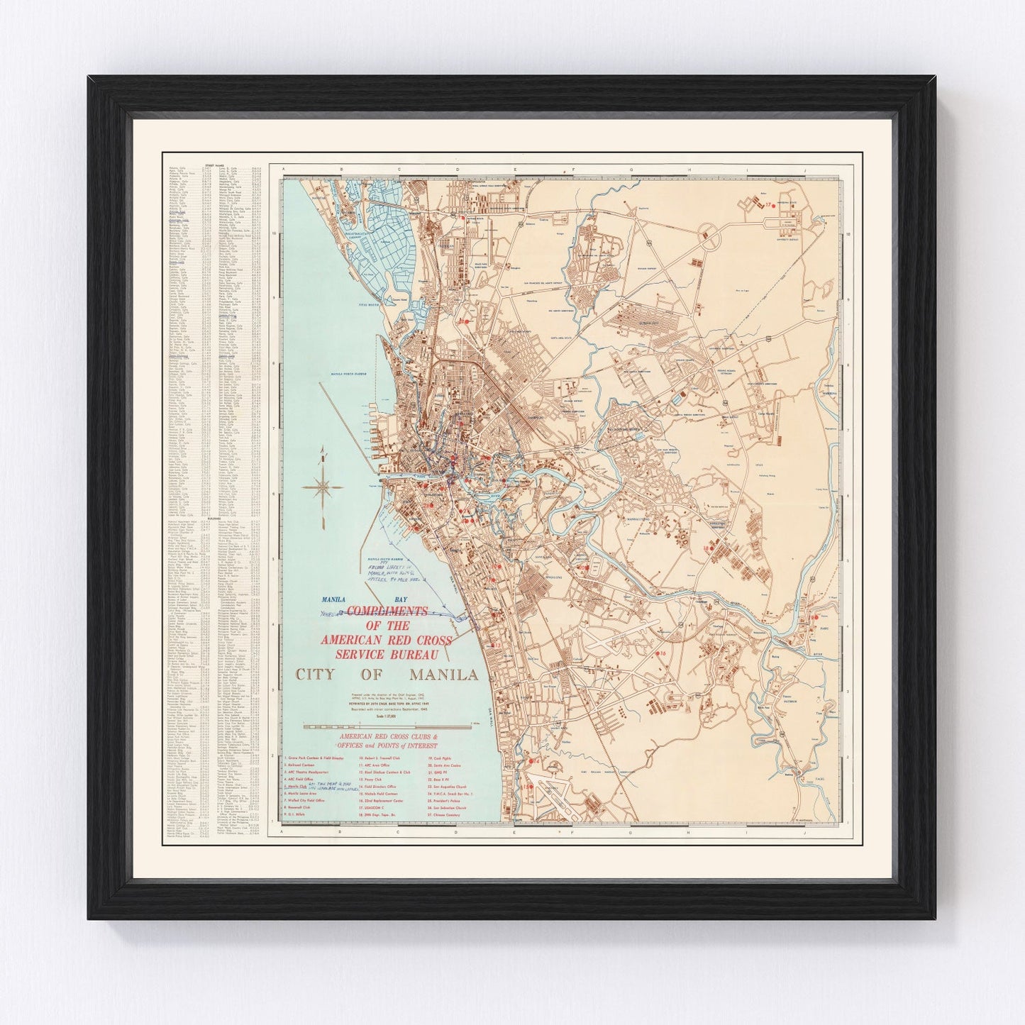 Vintage Map of Manila, Philippines 1945