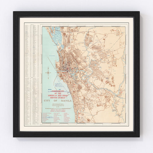 Vintage Map of Manila, Philippines 1945