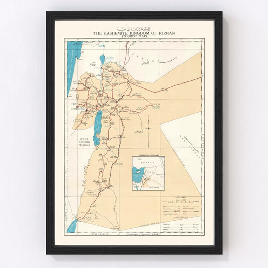 Vintage Hashemite Kingdom of Jordan Map 1955