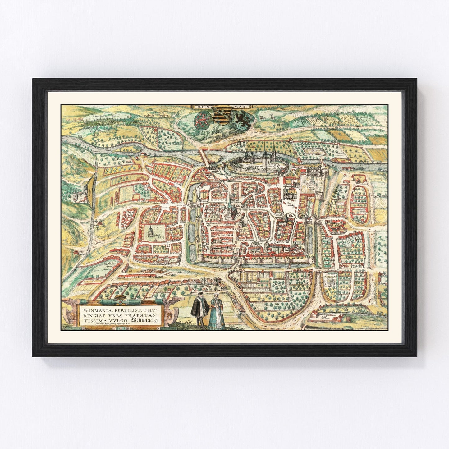 Vintage Map of Weimar, Germany 1582