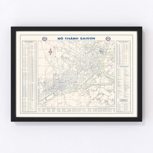 Vintage Map of Saigon, Vietnam 1968