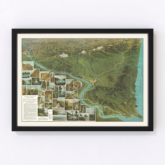 Vintage Columbia River Highway Oregon Map 1925