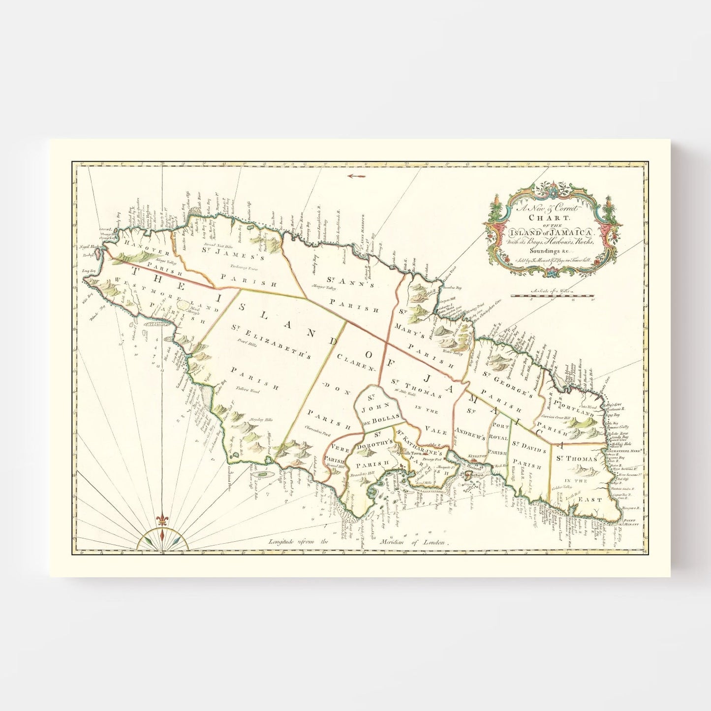 Vintage Map of Jamaica 1773