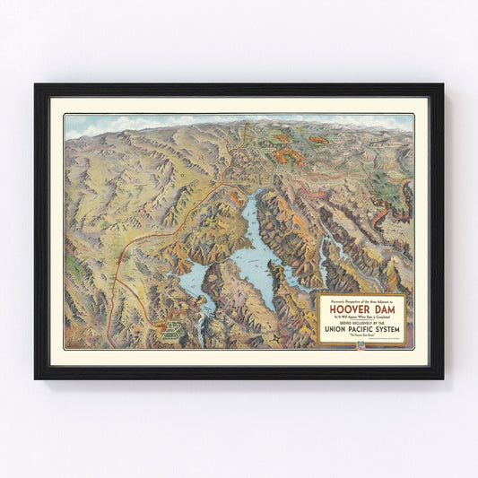 Vintage Hoover Dam & Lake Mead Map 1931