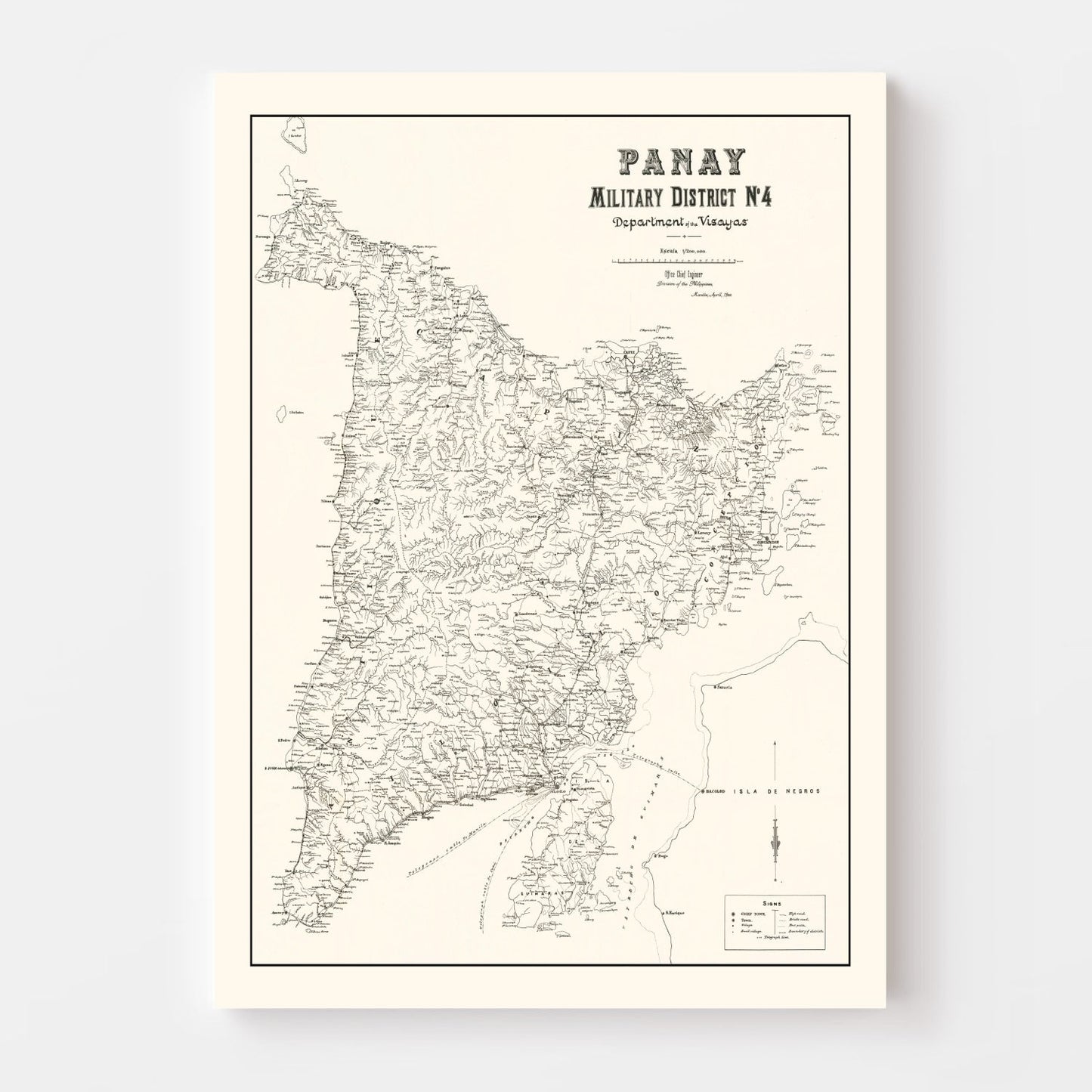 Vintage Panay, Philippines Map 1900