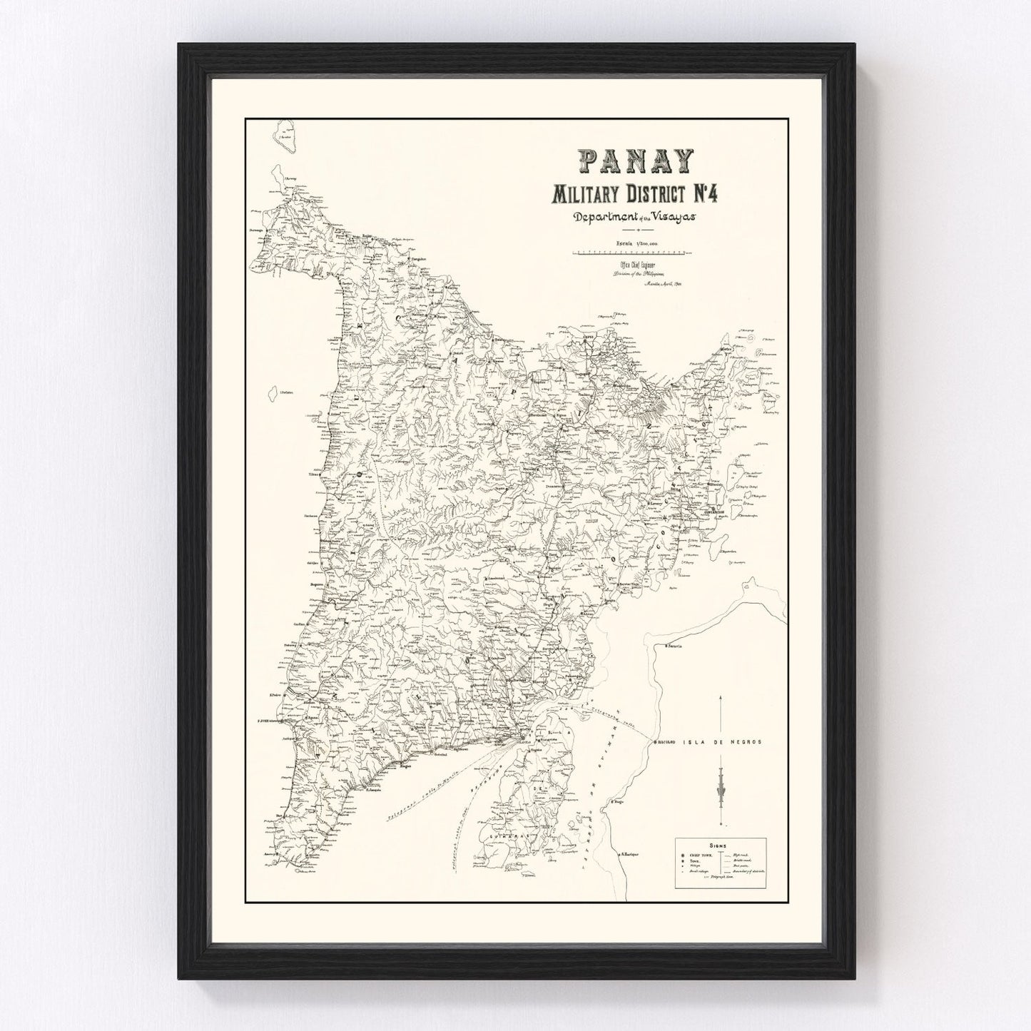 Vintage Panay, Philippines Map 1900