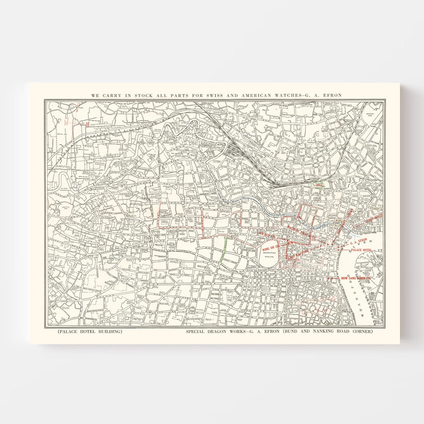 Vintage Map of Shanghai, China 1938