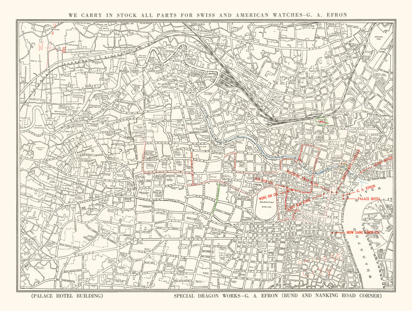 Vintage Map of Shanghai, China 1938