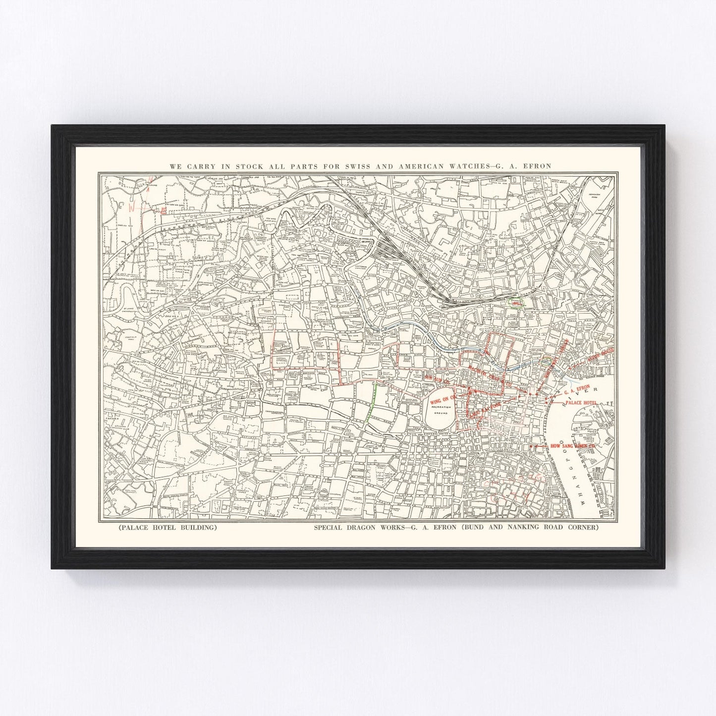 Vintage Map of Shanghai, China 1938