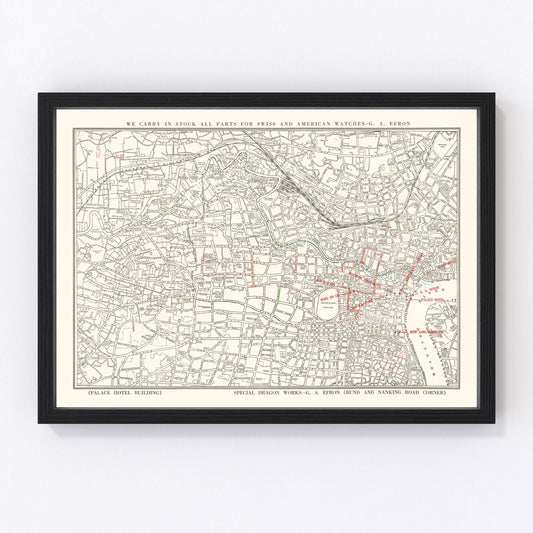 Vintage Map of Shanghai, China 1938