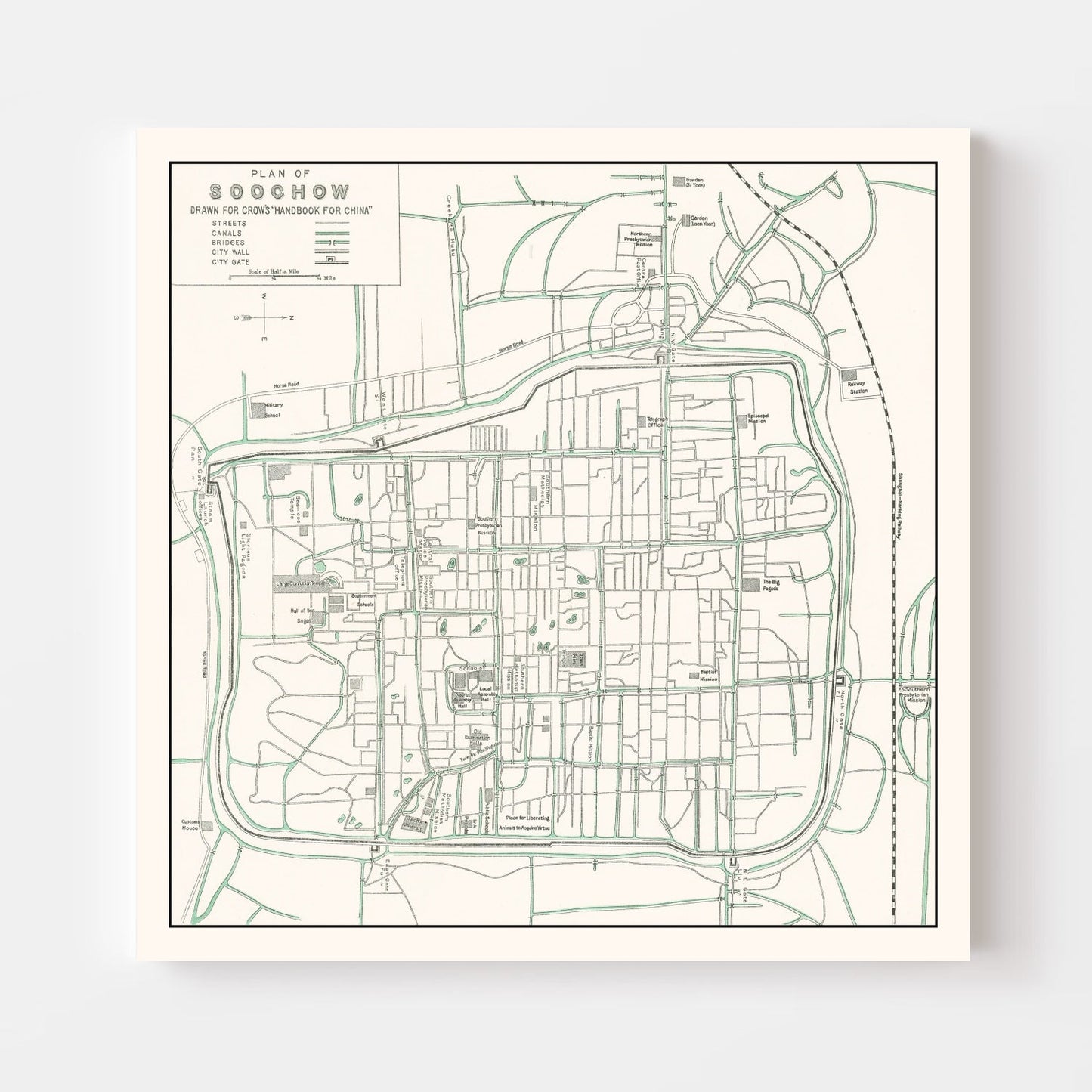 Vintage Map of Suzhou, China 1921