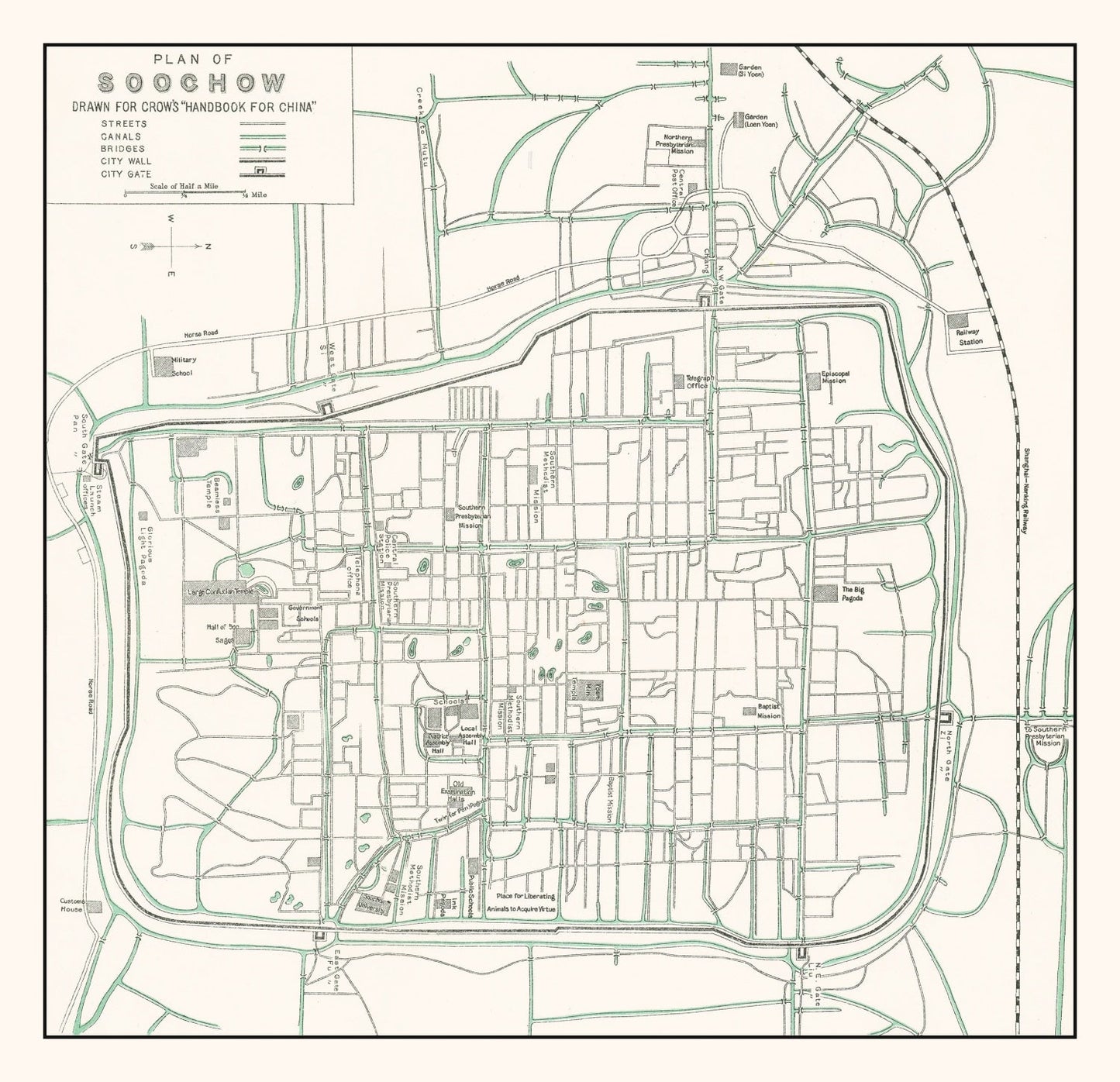 Vintage Map of Suzhou, China 1921