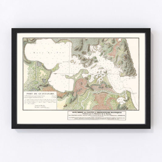 Vintage Guantanamo Bay Cuba Map 1830