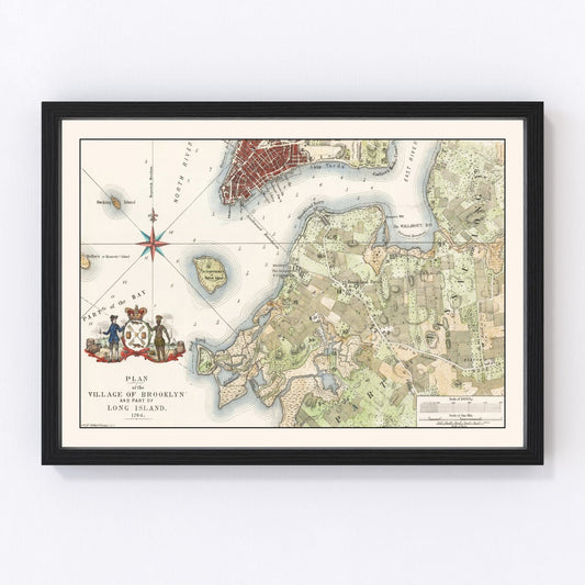 Vintage Map of Brooklyn, New York 1864