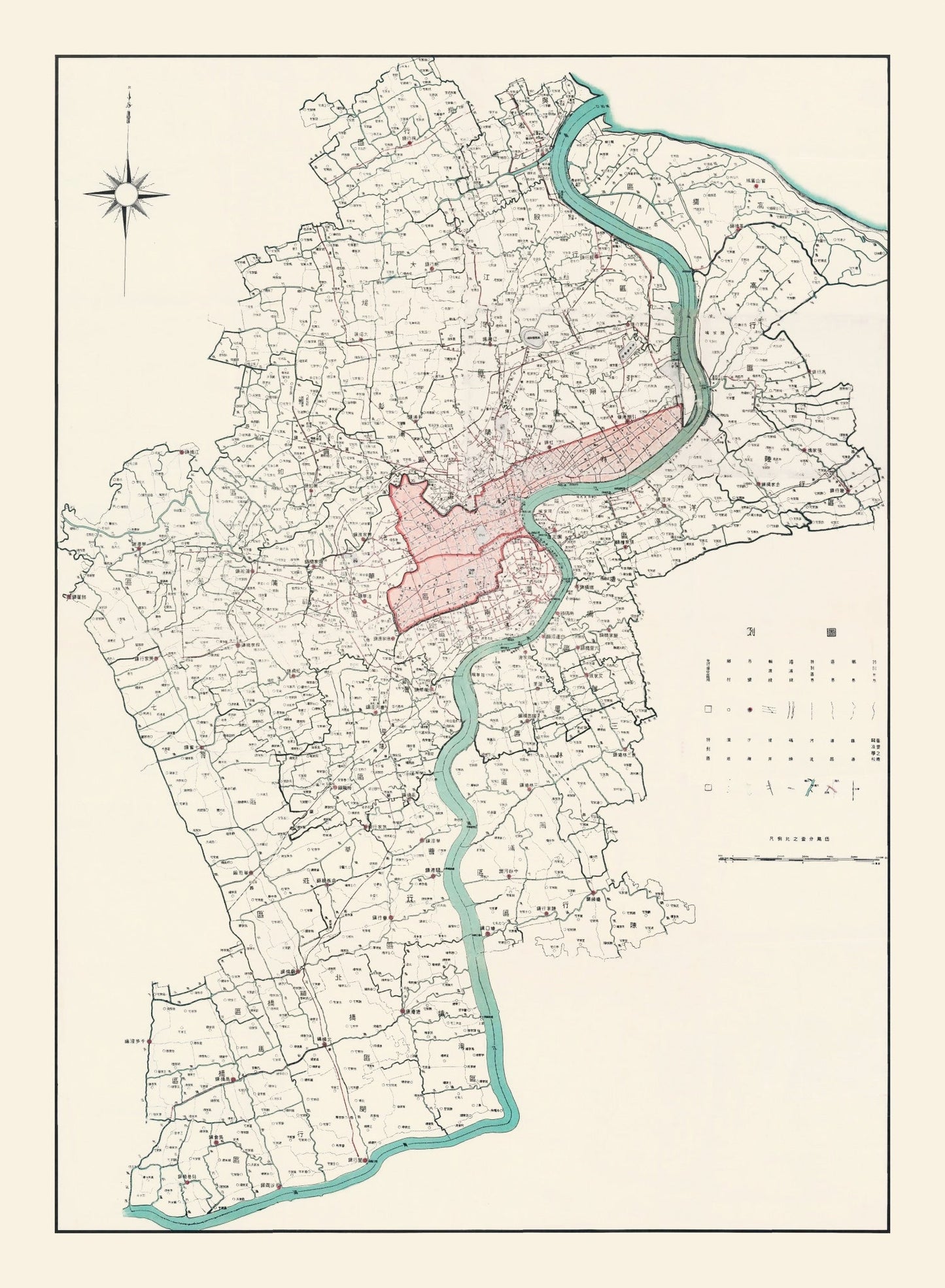 Vintage Map of Shanghai, China 1932