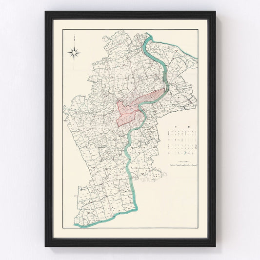 Vintage Map of Shanghai, China 1932