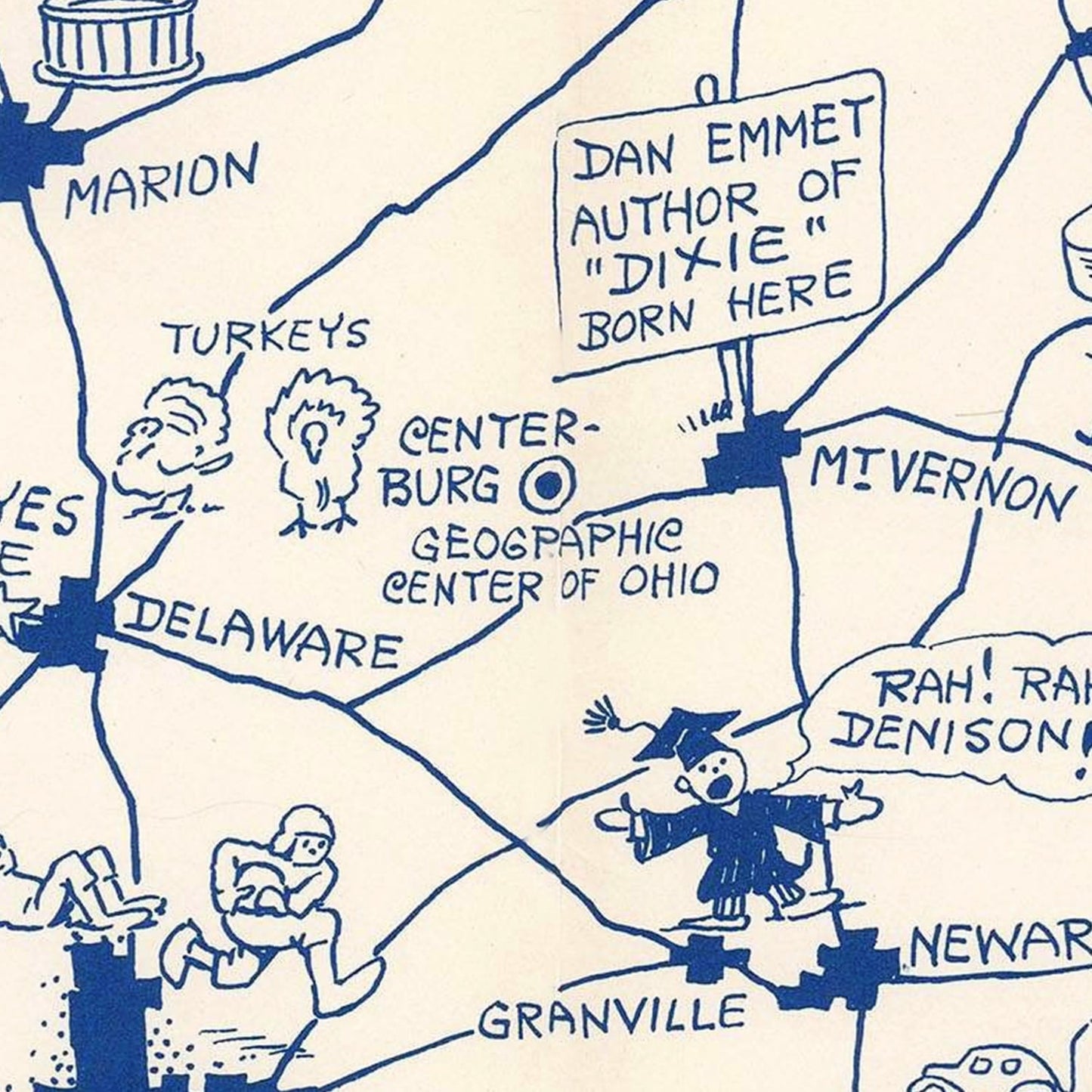 Vintage Map of Ohio 1939