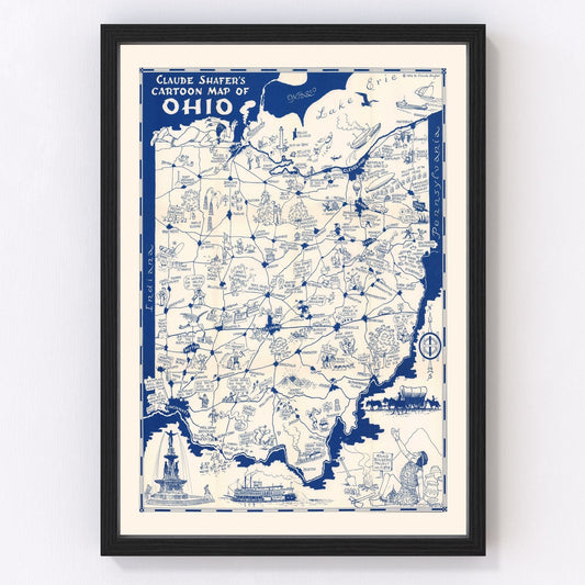 Vintage Map of Ohio 1939