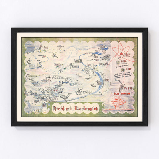 Vintage Map of Richland, Washington 1946