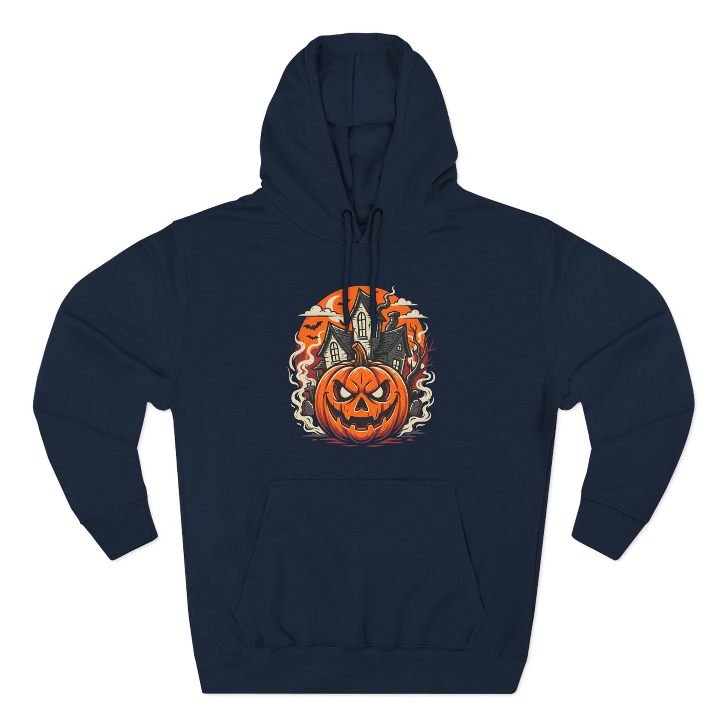 Halloween Pumpkin Hoodie — Jack-O'-Lantern Haunted House Fleece Hoodie