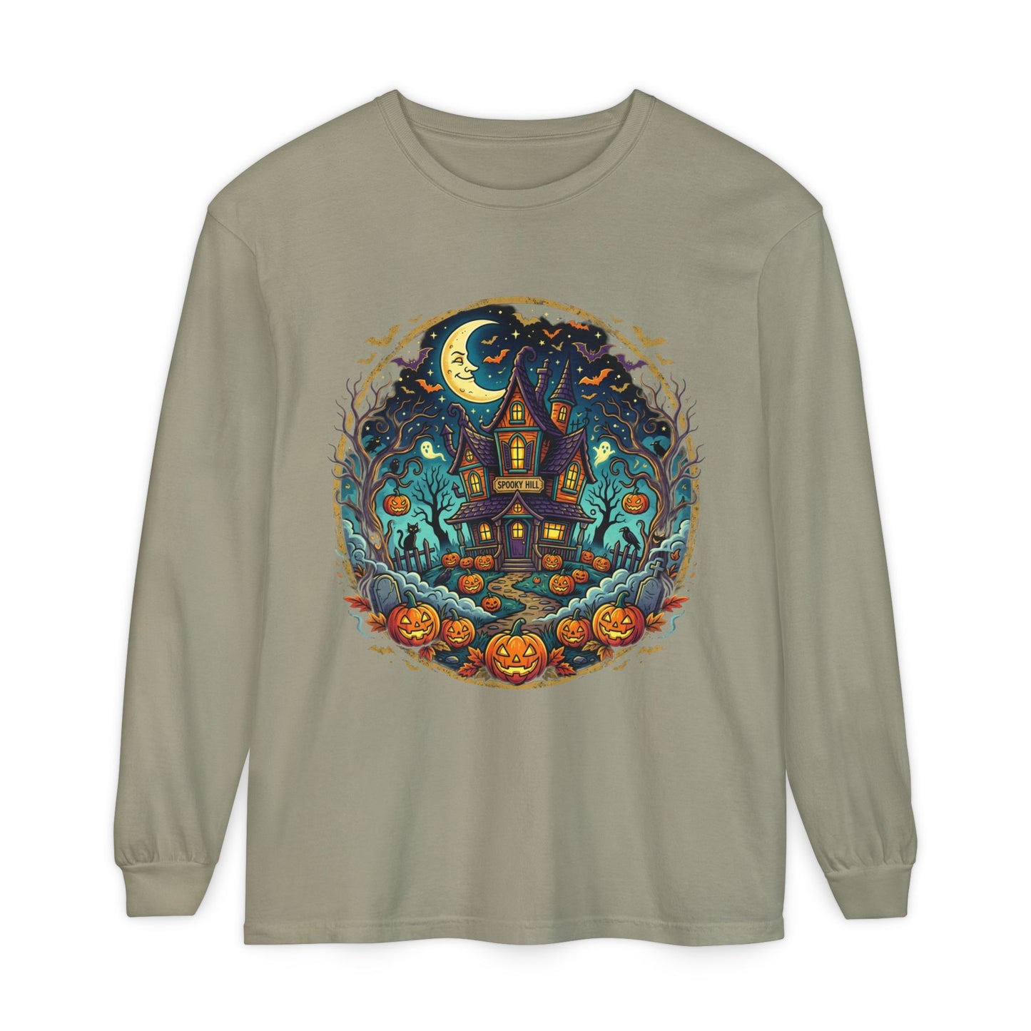 Haunted House Halloween Long Sleeve Tee