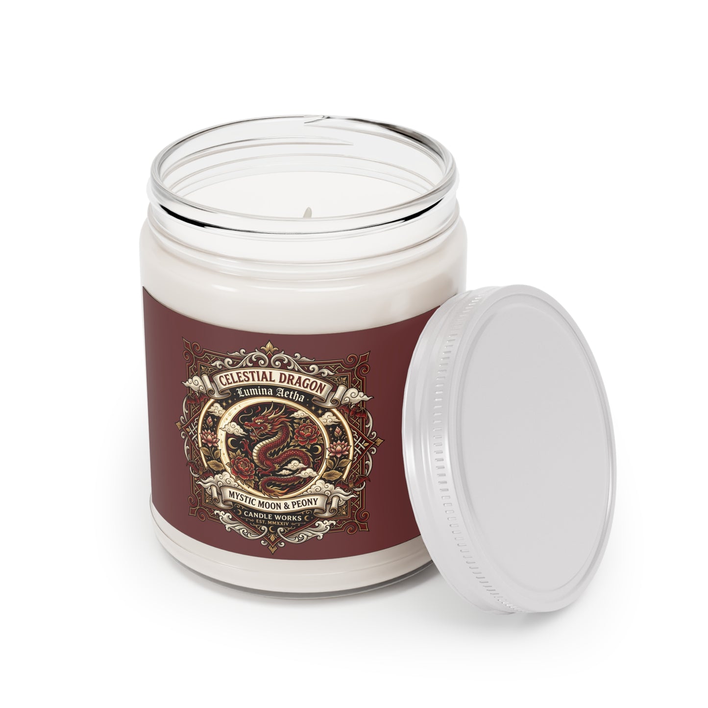 Celestial Dragon Scented Soy Candle — Mystic Moon & Peony (9 oz)