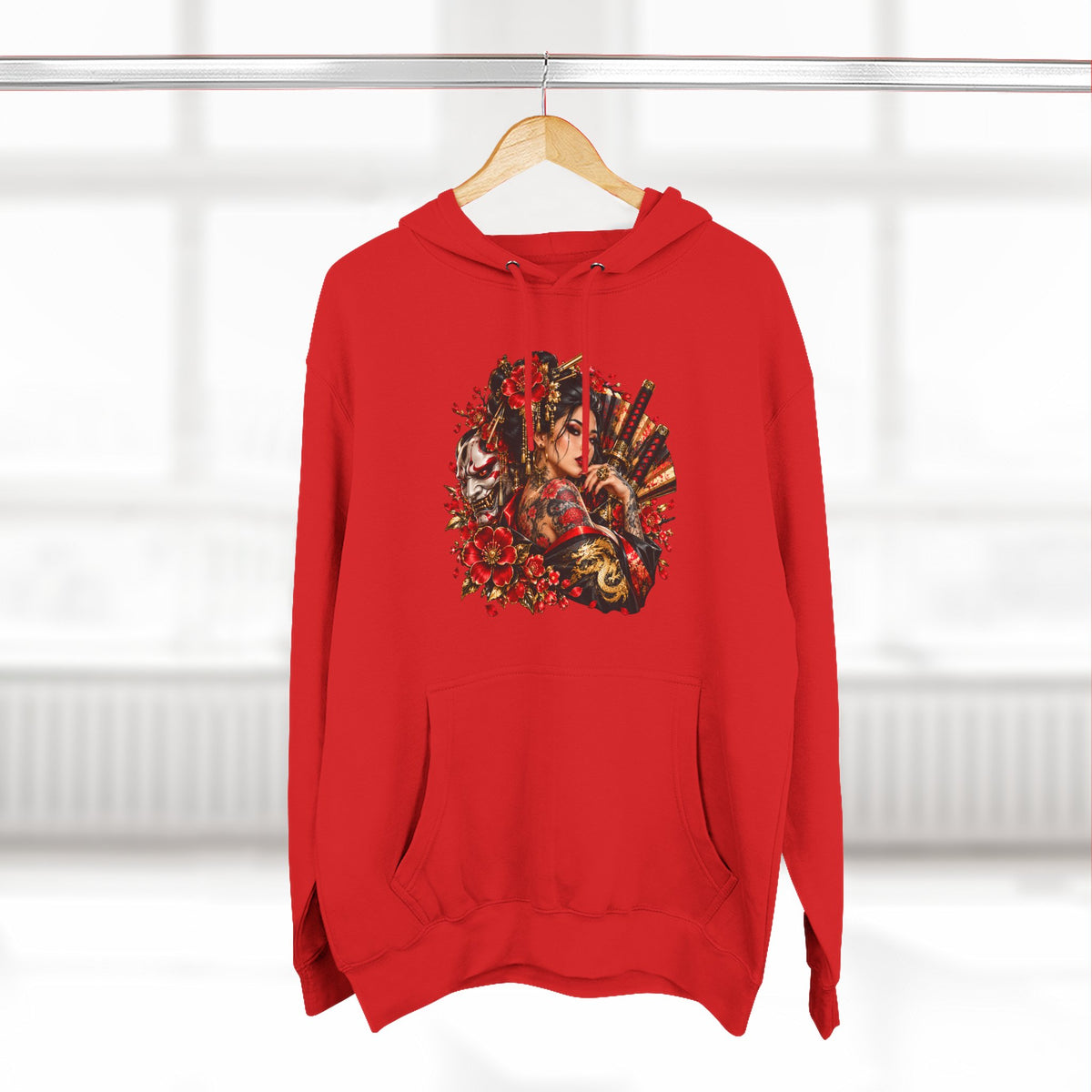 Floral Skull Hoodie — Gothic Rose Graphic Fleece Hoodie