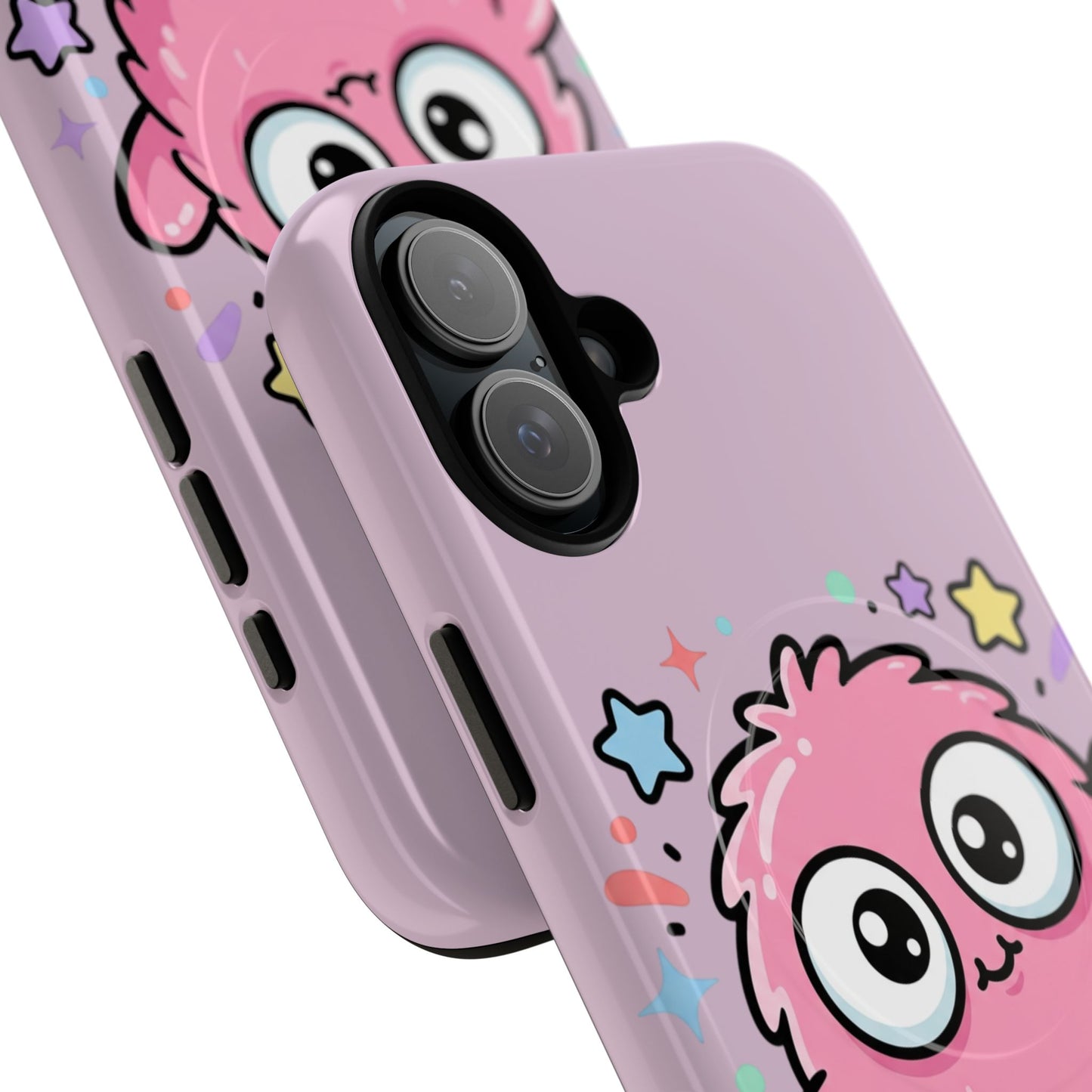 Cute Pink Fuzzy Monster Tough Magnetic Phone Case — Cute Kawaii Protective iPhone Cover