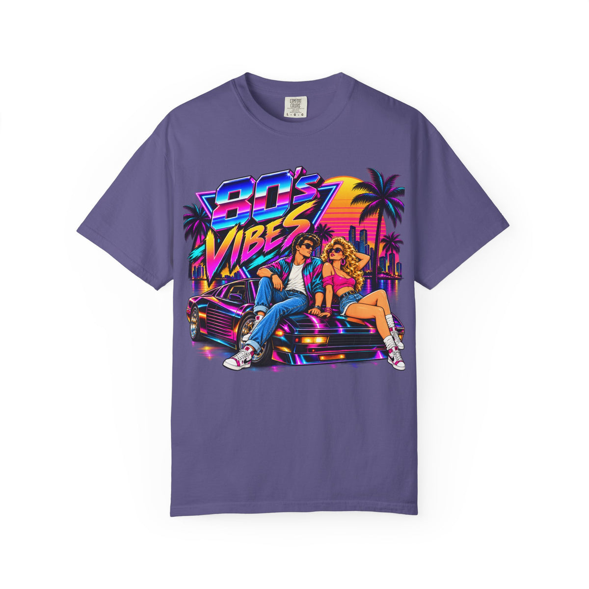 80s Vibes retro car scene T-shirt | neon palm sunset