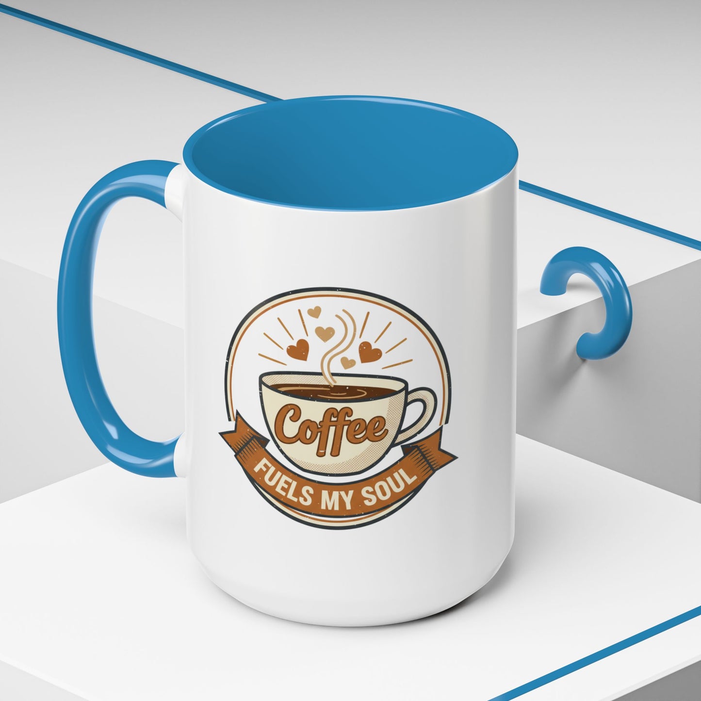 Coffee Mug - "Coffee Fuels My Soul" Accent Ceramic Mug (11/15oz)