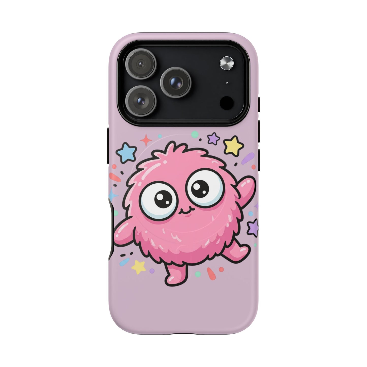 Cute Pink Fuzzy Monster Tough Magnetic Phone Case — Cute Kawaii Protective iPhone Cover